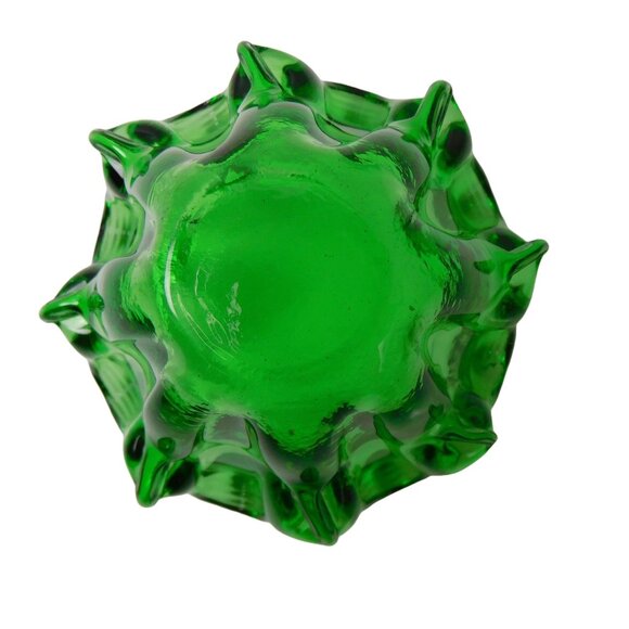 Italian Murano Art Glass Abstract Emerald Green Stretch Dish /Bowl/ Vase /Vessel - Picture 8 of 8